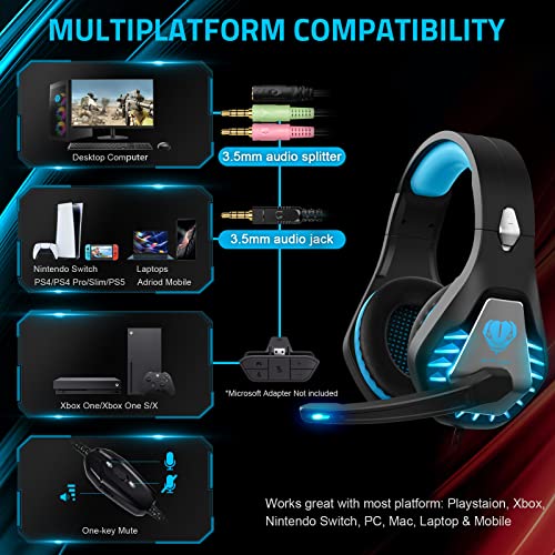 Pacrate Gaming Headset with Microphone for PC PS4 PS5 Headset 100 Deals