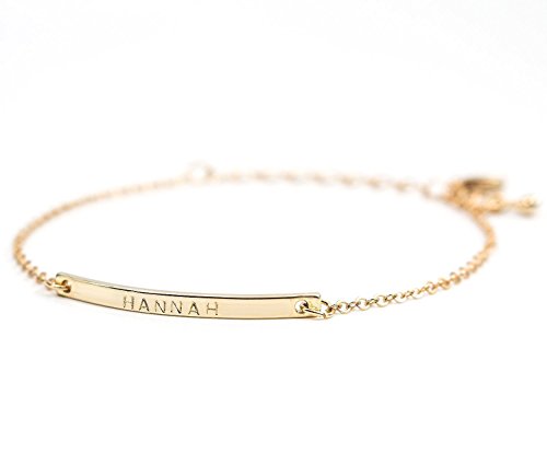 Personalized 16K Gold Name Bar Bracelet 100 Deals