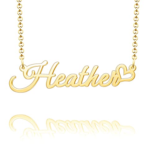 Personalized Gold Name Plate Necklace - Heather 100 Deals