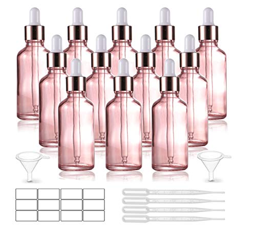 PrettyPink Pink Glass Dropper Bottles for Essential Oils 100 Deals