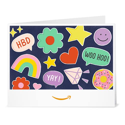 Printable Amazon Gift Card with Birthday Stickers 100 Deals