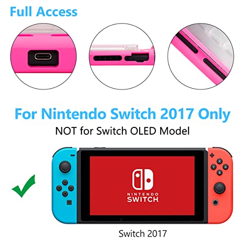 Protective Case for Nintendo Switch, Grip Case with Game Storage, Nintendo Switch with Stand, Nintendo Switch Cover, Hot Pink 100 Deals