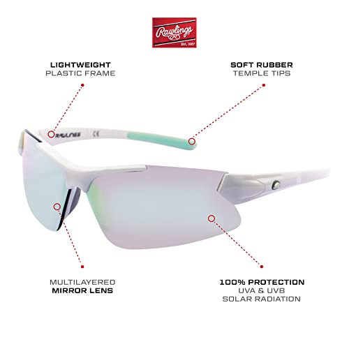 Rawlings Youth Baseball Sunglasses - White/Mint 100 Deals