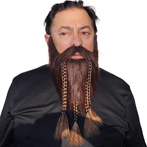 Realistic City Costume Wig: Self-Adhesive Fake Viking Beard with Braided Style - Brown Beard Costume 100 Deals
