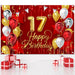 Red & Gold 17th Birthday Backdrop Banner 100 Deals