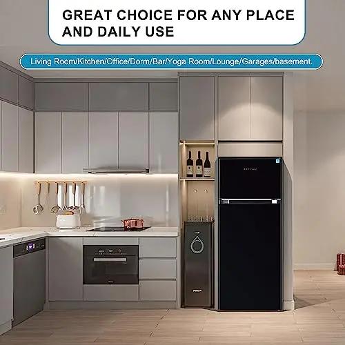 Refrigerator with Freezer on Top, Black color 100 Deals