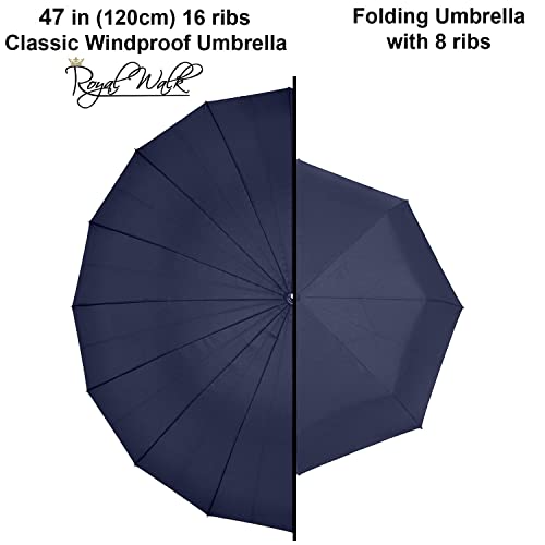 Royal Walk Large Windproof Golf Umbrella Navy Blue 100 Deals