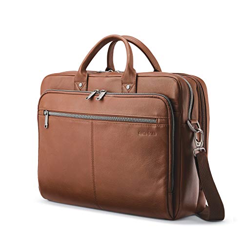 Samsonite Classic Leather Toploader Briefcase, Cognac 100 Deals
