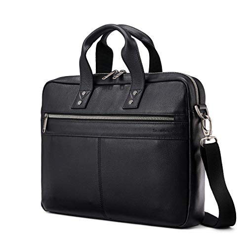 Samsonite Leather Slim Briefcase, Black, One Size 100 Deals