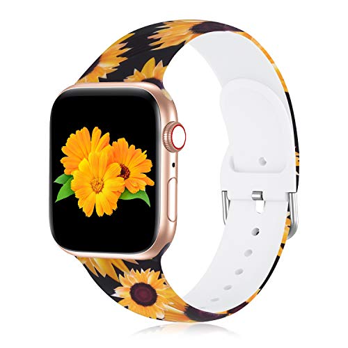Seizehe Silicone Floral Pattern Apple Watch Bands 100 Deals