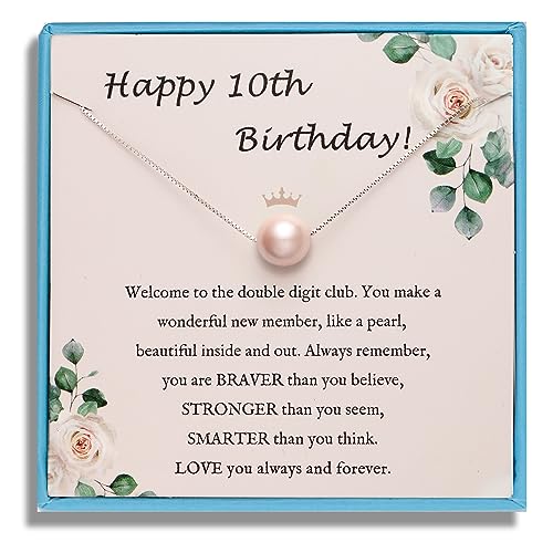 Sereney 10th Birthday Girls Pink Pearl Necklace 100 Deals