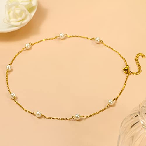 Trinckle Gold Pearl Choker Necklace for Women Amazon Chain Guild Jewelry Trinckle