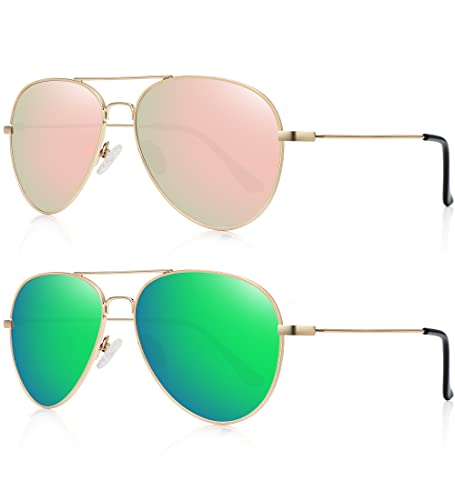 WOWSUN Aviator Sunglasses for Women Men (2 Pack) Amazon Shoes Sunglasses WOWSUN