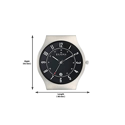 Dark Slate Gray Skagen Men's Sundby Quartz Analog Stainless Steel and Leather Watch, Color: Black Leather (Model: 233XXLSLB)