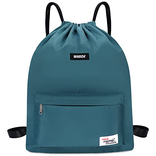 WANDF Drawstring Backpack String Bag Sackpack Cinch Water Resistant Nylon for Gym Shopping Sport Yoga (Dark Green) | Physical | Amazon, Drawstring Bags, Sports, WANDF | WANDF