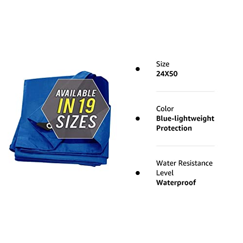 Waterproof Blue Tarp Cover 24x50