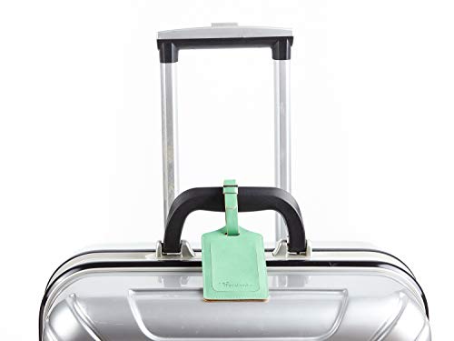 Travelambo Lotus Green Leather Luggage Tags 4-Pack Amazon Luggage Tags Office Product Travelambo