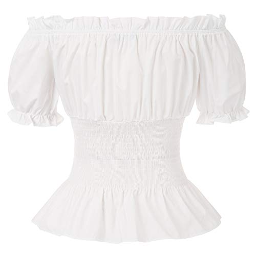 Women's White Pirate Peasant Blouse by Amazon Apparel Scarlet Darkness Tops & Corsets
