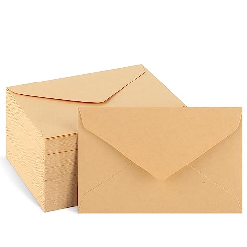 100 Pack Gift Card Envelopes Brown, A6 Kraft Paper Invitation Envelopes