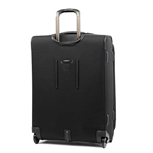 Travelpro Crew Versapack Softside Expandable 2 Wheel Upright Luggage, TSA Lock, Built-in Fold-out Suiter, Men and Women, Jet Black, Checked-Medium 26-Inch