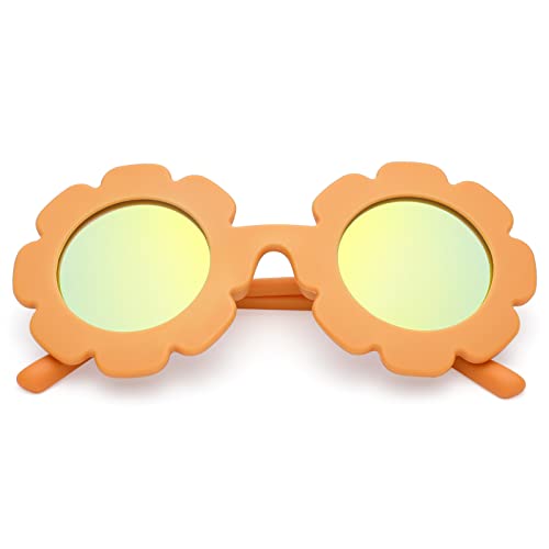 COASION Polarized Sunglasses for Toddler Kids Girls & Boys Oversized Round Flower Sunglasses Shades UV 400 Protection Age 2-6 (Matte Orange/Gold Mirror) | Physical | Amazon, COASION, Shoes, Sunglasses | COASION