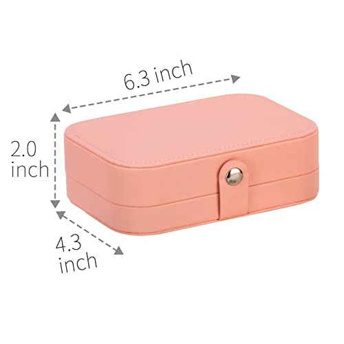 Tan Smileshe Jewelry Box for Women Girls, PU Leather Small Travel Organizer, Portable Jewellery Case Display Storage Boxes for Rings Bracelets Necklaces Earrings