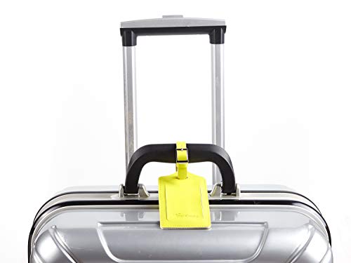 Travelambo Light Yellow Leather Luggage Tags Set Amazon Luggage Tags Office Product Travelambo