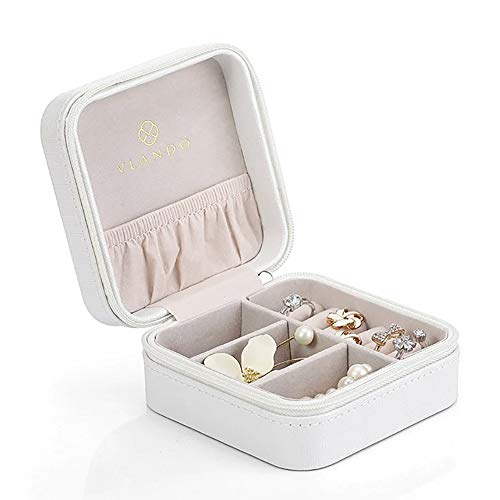 Vlando Small Travel Jewelry Box Organizer - Faux Leather Storage Case for Rings Earrings Necklace - Best Gifts Choice for Girls Women, Pearl White | Physical | Amazon, Home, Jewelry Boxes, Vlando | Vlando
