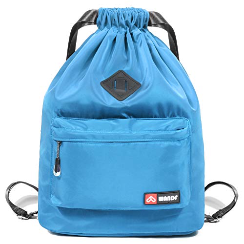 WANDF Gym Bag with Shoe Pocket (Blue) Amazon Drawstring Bags Luggage WANDF
