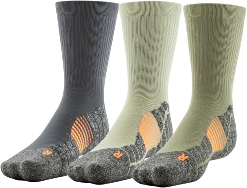 Under Armour Adult Elevated+ Performance Crew Socks, 3-Pairs, Tent/Khaki Gray/Metallic Ore, Large | Physical | Amazon, Athletic Socks, Sports, Under Armour | Under Armour