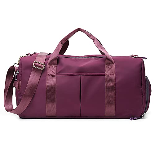 Small Gym Bag for Women and Men, Workout Bag for Sports and Weekend Getaway, Waterproof Dufflebag with Shoe and Wet Clothes Compartments (Purple) | Physical | Amazon, Lopwin, Luggage, Sports Duffels | Lopwin