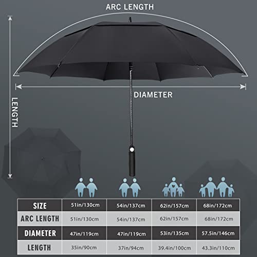 Dark Slate Gray ZOMAKE Golf Umbrella 54/62/68 Inch, Large Windproof Umbrellas Automatic Open Oversize Rain Umbrella with Double Canopy for Men Women - Vented Stick Umbrellas