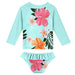 UNIFACO Girls' Long Sleeve Flower Swimsuit Size 9-10 Amazon Apparel Rash Guard Sets UNIFACO