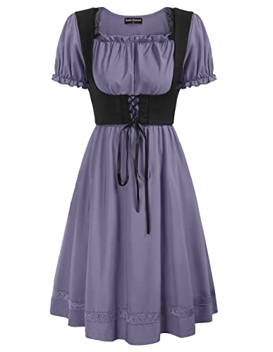 Women Cottageroce Dress Short Sleeve Renaissance Dress Corset Dress Purple M | Physical | Amazon, Apparel, Dresses, Scarlet Darkness | Scarlet Darkness