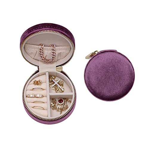 Brand Name: Velvet Small Round Travel Jewelry Organizer - Purple/Round SEO-friendly Title: Purple Round Travel Jewelry Organizer Amazon BLUTETE Home Jewelry Boxes