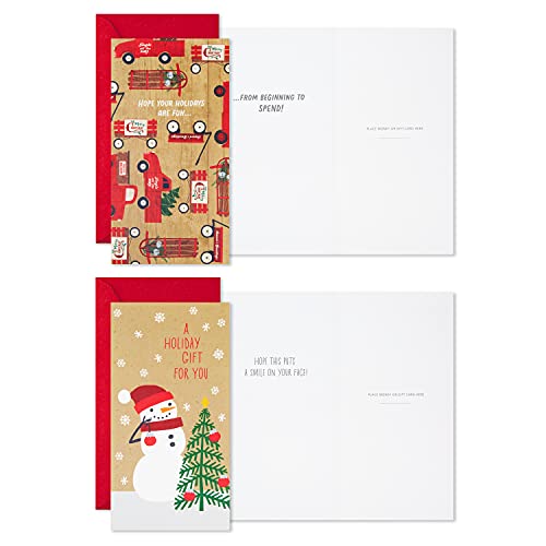Hallmark Christmas Gift Card Holders or Money Holders Assortment, Rustic (36 Cards with Envelopes)