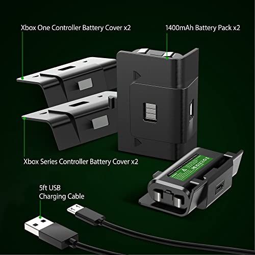 2-Pack Rechargeable Controller Battery + 4 Covers & Micro USB Cable for Xbox One, S/X/Elite Wireless Remote 6amLifestyle Accessory Kits Amazon Video Games