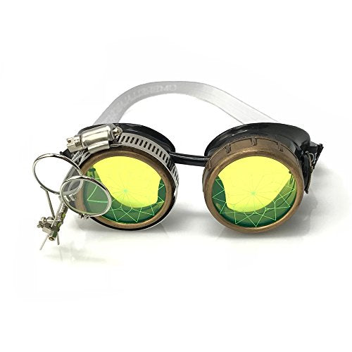 Steampunk Victorian Style Goggles Neon Green Amazon Apparel Eyewear UMBRELLALABORATORY