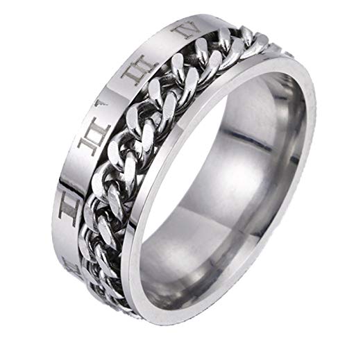 Titanium Steel Twist Ring with Roman Numerals