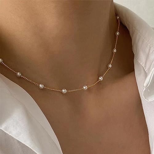 Trinckle Gold Pearl Choker Necklace for Women Amazon Chain Guild Jewelry Trinckle