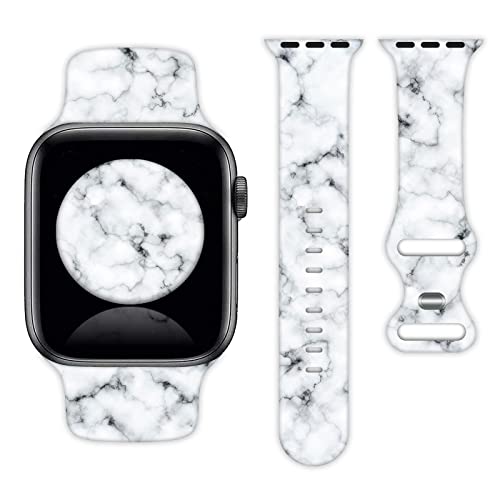 White Marble Silicone Band Compatible with Apple Watch Bands 38mm 40mm 41mm 42mm 44mm 45mm for Women Men, Cute Soft Sport Strap for IWatch Series 7 6 5 4 3 2 1 (38mm/40mm/41mm) | Physical | Amazon, Pauyca, Smartwatch Bands, Wireless | Pauyca