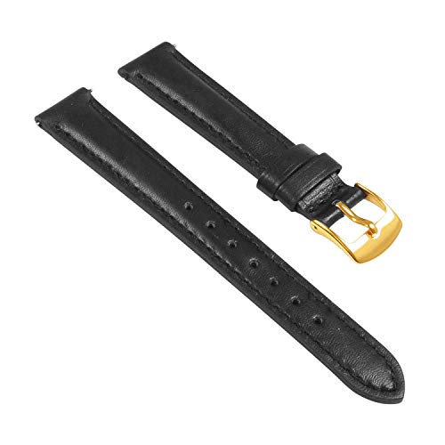 StrapsCo Women's Leather Watch Band - Black/Yellow Gold Amazon StrapsCo Watch Watch Bands