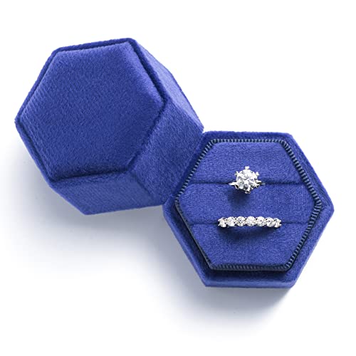 VOMNA Wedding Ring Box,Premium Gorgeous Velvet Double Ring Holder,Jewelry Organizer for Proposal,Engagement(Klein Blue) | Physical | Amazon, Home, Jewelry Boxes, VOMNA | VOMNA