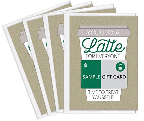 Tiny Expressions Thanks a Latte Coffee Gift Card Holders Set of 4 with Envelopes