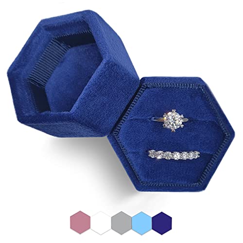 VOMNA Klein Blue Velvet Wedding Ring Box