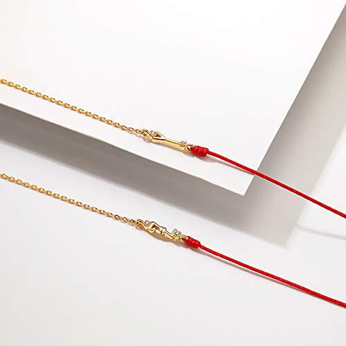 SISMIURRA Initial Z Red String Link Bracelets 18K Gold Plated 5A Cubic Zirconia 26 Alphabet Adjustable Bracelets Bangle Delicate Gift for Women