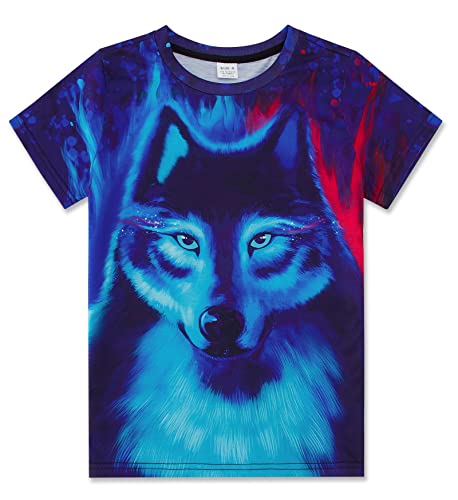 Kid's Short Sleeve Tops Wolf Shirts Casual Summer Crewneck T-Shirts 3D Print Short Sleeve Loose Tee Blouse Size 9-12 | Physical | Amazon, Apparel, Enlifety, Tees | Enlifety