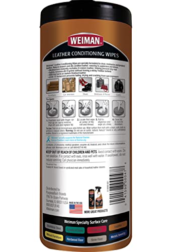Weiman Leather Cleaner & Conditioner Wipes - 30 ct