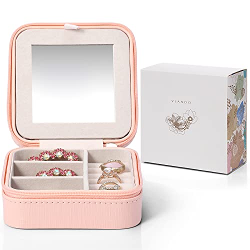 Vlando Small Jewelry Box Organizer, Travel Jewelry Display Case with Mirror for Girls Women Christmas (Pink) | Physical | Amazon, Home, Jewelry Boxes, Vlando | Vlando