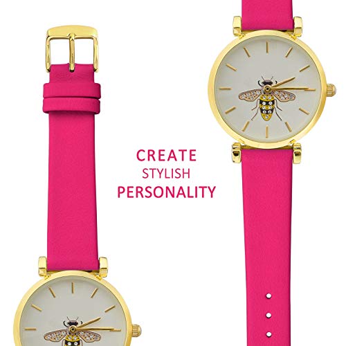 WOCCI 16mm Deep Pink Leather Watch Band